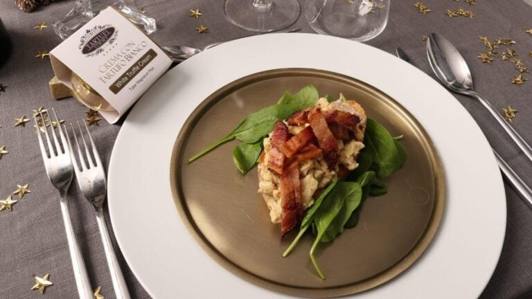 Кростоун с крем от бял трюфел и хрупкав бекон