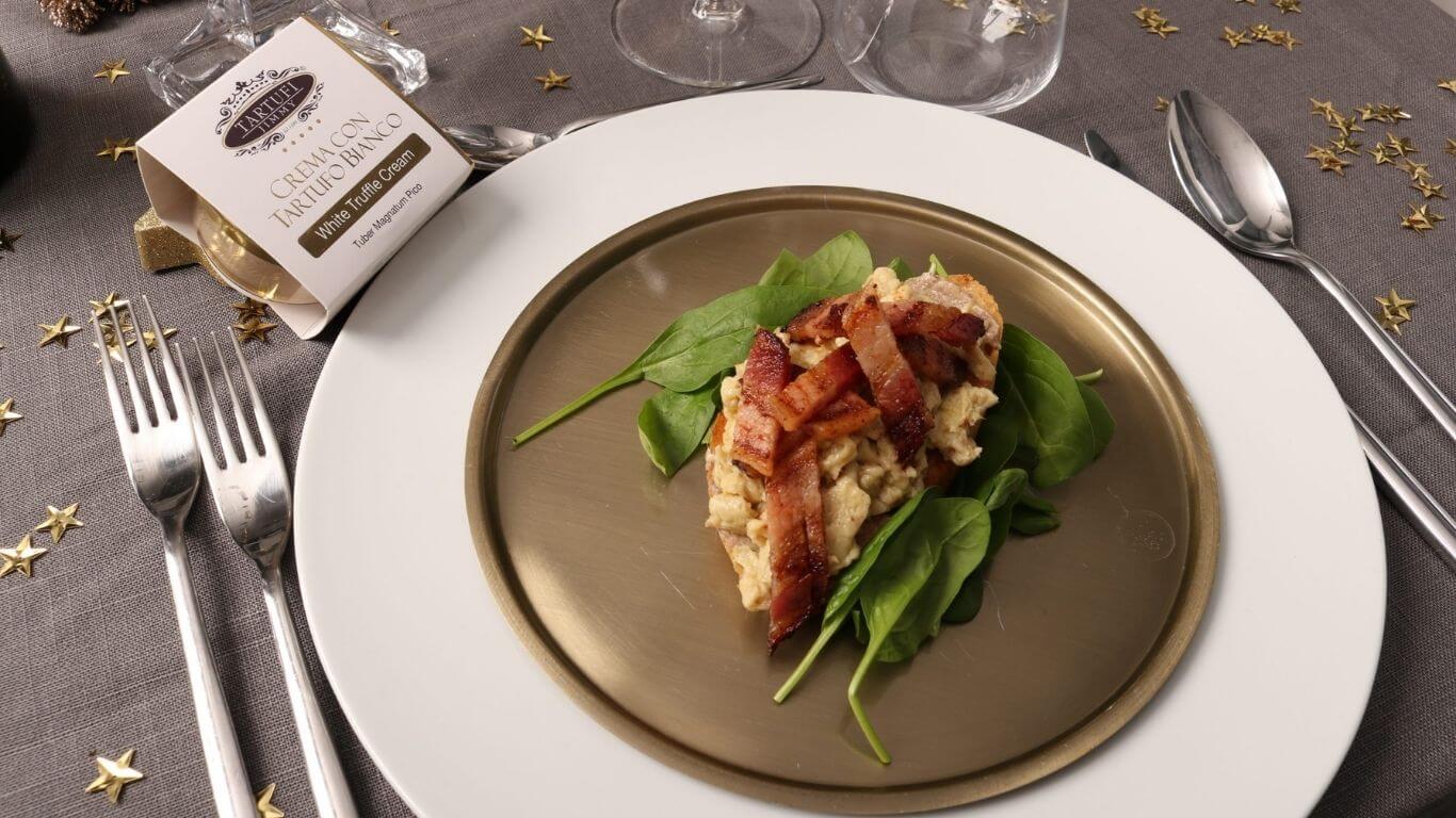 Кростоун с крем от бял трюфел и хрупкав бекон